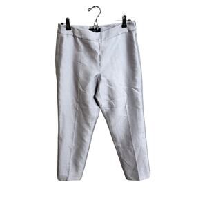 Talbots silver gray silk blend lined side zip flat front ankle pants Sz 6P